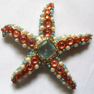1980-S KJL (KENNETH JAY LANE) LARGE MULTICOLORED STARFISH BROOCH